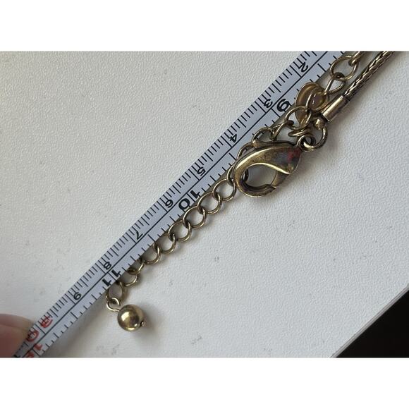 Chico's Pendant Necklace Antique Gold Tone Swirl Disc Red Glass Medallion 20” - Picture 6 of 6